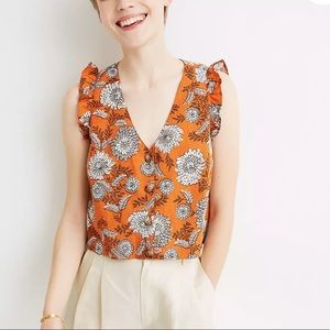 Ruffle Button-Front Tank in Gathered Blooms